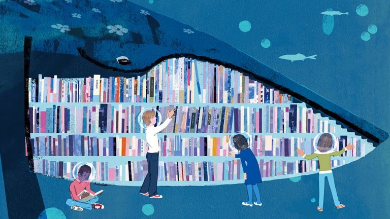 balena libreria illustrazione